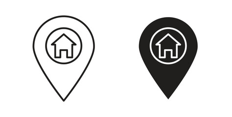 Home location icons set isolated on white background flat vector illustration.