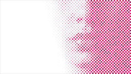 Abstract Close Up Pink Face Using Gradient Halftone Squares Pixel Texture. Halftone Portrait of Artificial Intelligence, Ai. Big Data, Futuristic Data Flow, Smart Technology. Vector Illustration