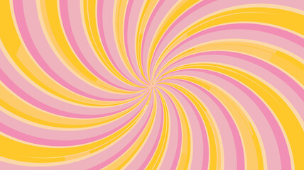 Pink and yellow abstract candy swirl radial background pattern