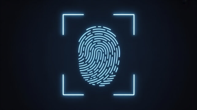 Futuristic digital fingerprint scan emphasizes security, identity verification, and modern biometric authentication systems for advanced protection.