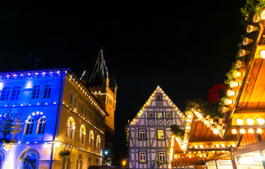 Night Christmas Festival With Lantern-Lit Market Stalls In Old Town