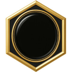 Hexagon gold-outlined badge