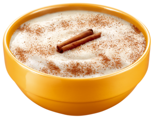 tigela com mingau de aveia com canela isolado em fundo transparente