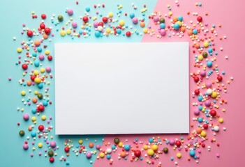 Top-down view of card with confetti and sprinkles