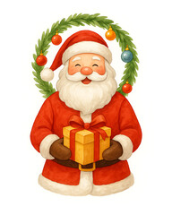 Fototapeta premium Santa Giving Cheerful Christmas Gift