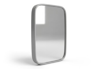 3d illustration of modern silver framed mirror isolated on white background reflecting light source