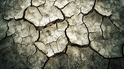 Cracked dry earth displays a textured surface with deep fissures and arid patterns reflecting a parched natural environment