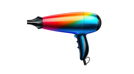 Colorful hair dryer isolated on transparent background