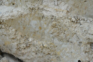 Texture of light sand with visible orange and white clay pieces, natural surface.