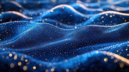 Obraz premium Blue particle wave abstract background, digital art, website design