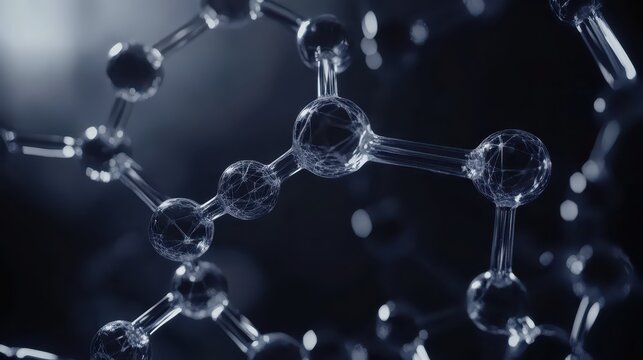 An abstract digital visualization of interconnected molecules and atomic structures forming a complex scientific network