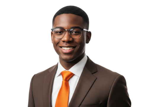 Smiling young man in business attire isolated on transparent background - Powered by Adobe