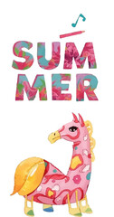 Fototapeta premium watercolor summer isolated on white background