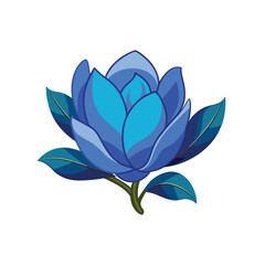 Vibrant blue flower with dark green leaves