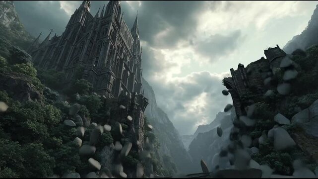 Gothic Castle Bridge Collapsing