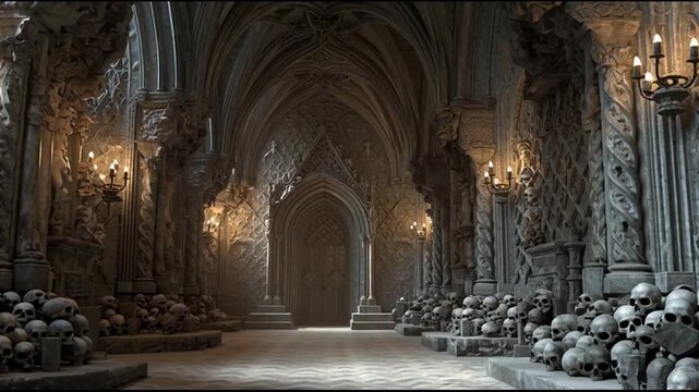 Gothic Crypt With Skulls