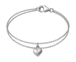 Double-strand anklet featuring a heart charm and lobster clasp, perfect for casual wear.