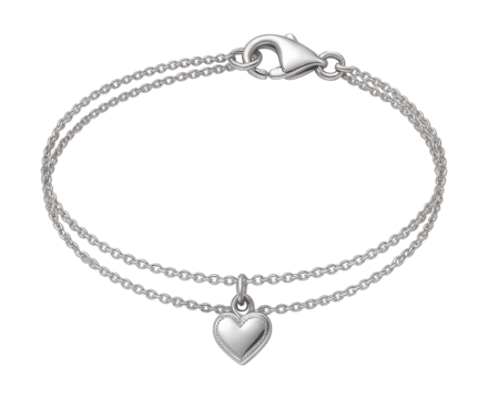 Double-strand anklet featuring a heart charm and lobster clasp, perfect for casual wear.