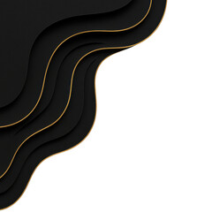 Dark premium corner wave with golden trim, abstract flow design