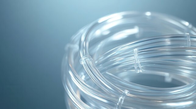 Clear plastic tubing coiled neatly and secured with ties showcasing its transparent flexible material and industrial applications