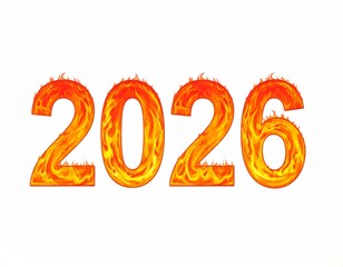2026 in Fiery Design with Flames and Smoke