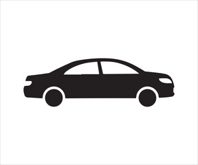 Fototapeta premium Black Car Silhouette on White Background Vehicle Transportation Illustration Icon