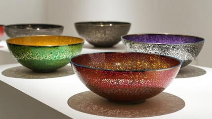 Vibrant cloisonne enamel bowls showcasing intricate colorful patterns