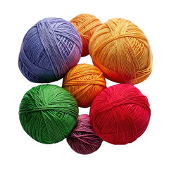 Colorful yarn balls clustered against a black backdrop
