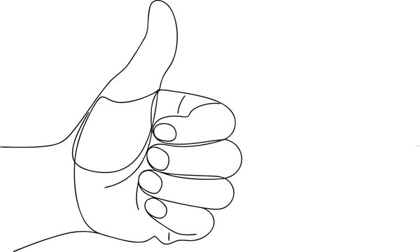 Thumb up gesture in continuous line drawing style - Powered by Adobe