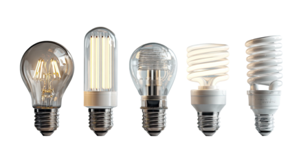 Various light bulbs, diverse shapes and styles