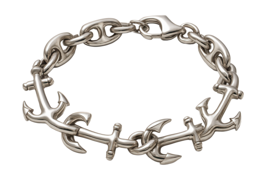 Nautical chain bracelet featuring anchor-shaped links.