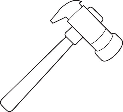 Claw hammer outline illustration for construction diy repair work and essential carpentry tool themed design