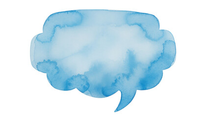 Cloud of Thought: A watercolor rendering of a sky-blue thought bubble floats, signifying communication, ideas, and contemplation, evoking a sense of calm and reflection.