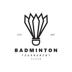 Badminton sports Logo Vector with Shuttlecock and racket for badminton club, badminton sports tournaments champions.