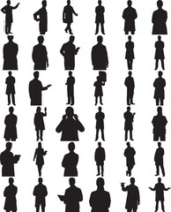Hand made Doctor Silhouette Collection of doctor silhouette vectors medical staff in various poses flat vector illustration for healthcare and medical design elements