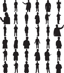 Hand made Doctor Silhouette Silhouette set of doctors and medical staff diverse poses and actions vector illustration for healthcare and medical design
