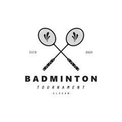 Badminton sports Logo Vector with Shuttlecock and racket for badminton club, badminton sports tournaments champions.