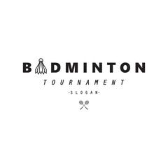 Badminton sports Logo Vector with Shuttlecock and racket for badminton club, badminton sports tournaments champions.