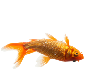 PNG Dead Goldfish Floating on Water Surface, Transparent Background Asset, isolated.