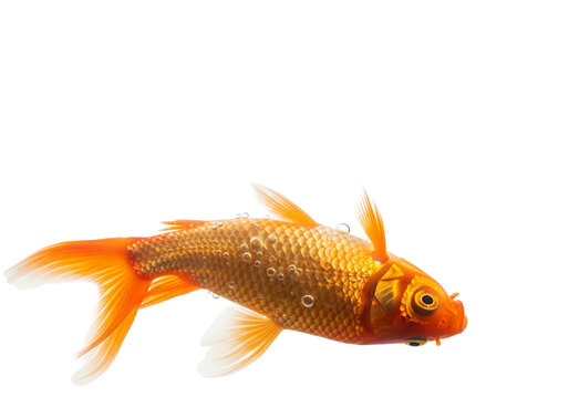 PNG Dead Goldfish Floating on Water Surface, Transparent Background Asset, isolated.