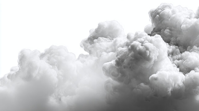 Abstract view of billowing smoke in the sky. The image showcases the smoke's texture and form