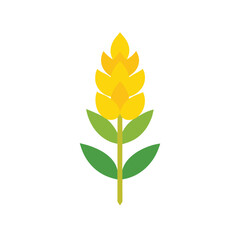 Stylized yellow wheat stalk with green leaves