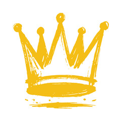 Hand drawn golden crown sketch with rough brush strokes symbol