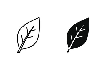 Leaf icon in black and white isolated on nature, plant, and growth concept vector illustration of a simple design