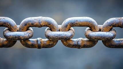 Fototapeta premium Close up view of severely rusted iron chain links