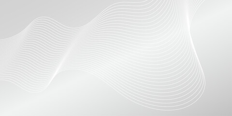 Gray background with smooth gradient and white wave lines. 