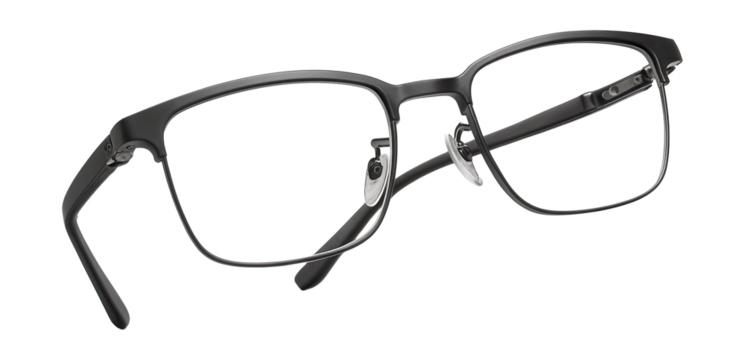 Black titanium semi-rimless frames featuring spring hinges.