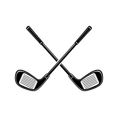 Crossed Golf sticks illustration on white background
