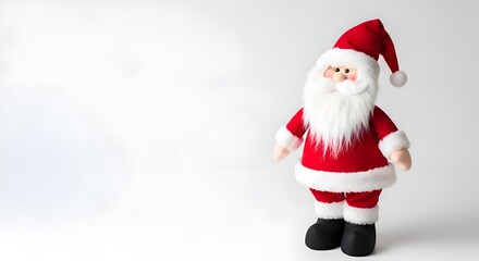 Santa Claus Doll on White Background with Minimal Composition