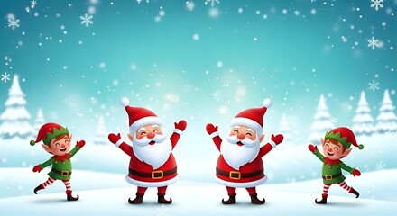 Snowy Holiday Characters on Turquoise